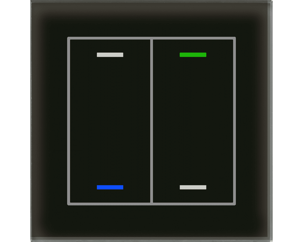 MDT - Tastiera KNX  Light vetro 2 tasti + T°, nero