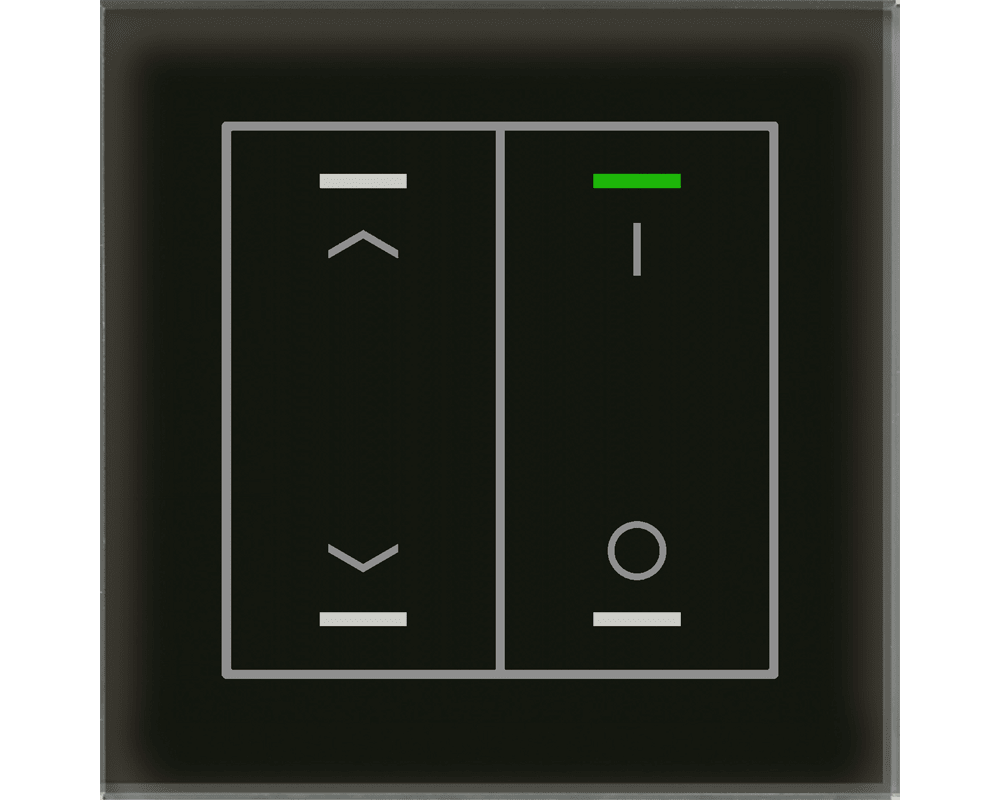 MDT - Tastiera KNX  Light vetro 2 tasti + T°, nero, serigrafia combinata
