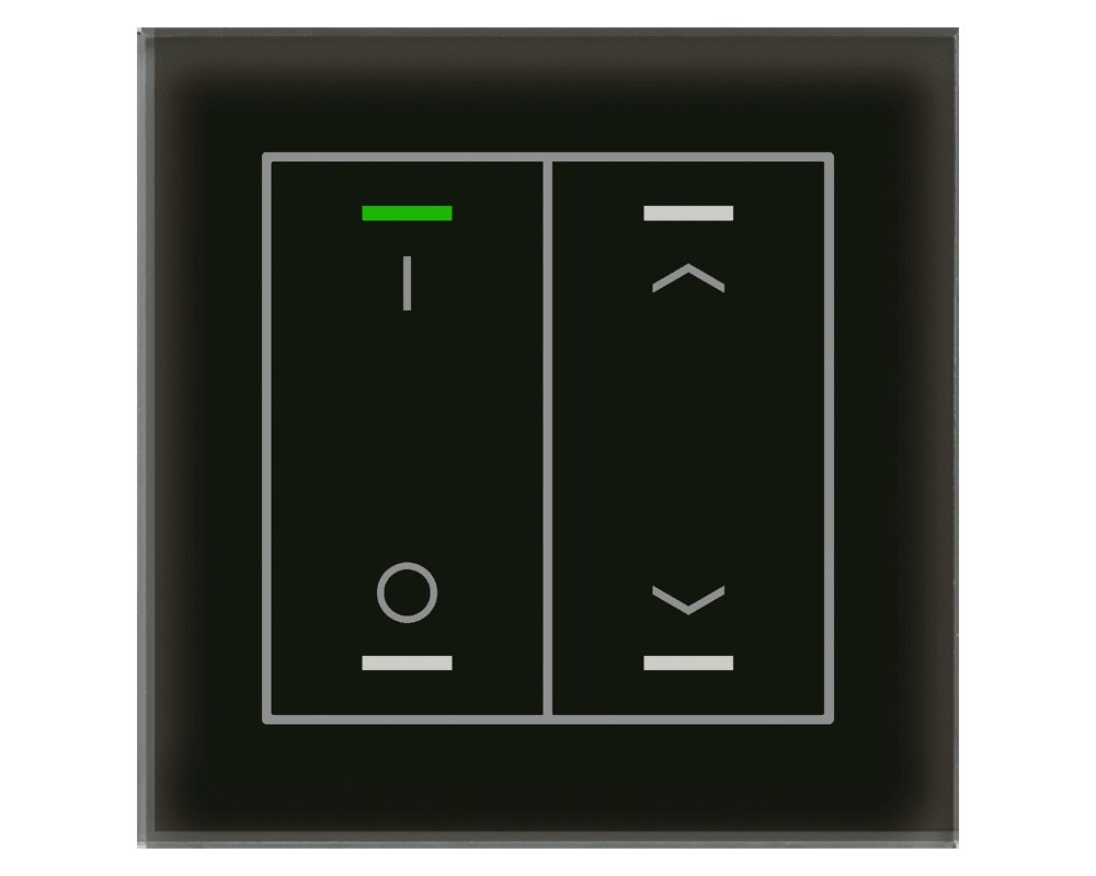 MDT - Tastiera KNX  Light vetro 2 tasti + T°, nero, serigrafia combinata