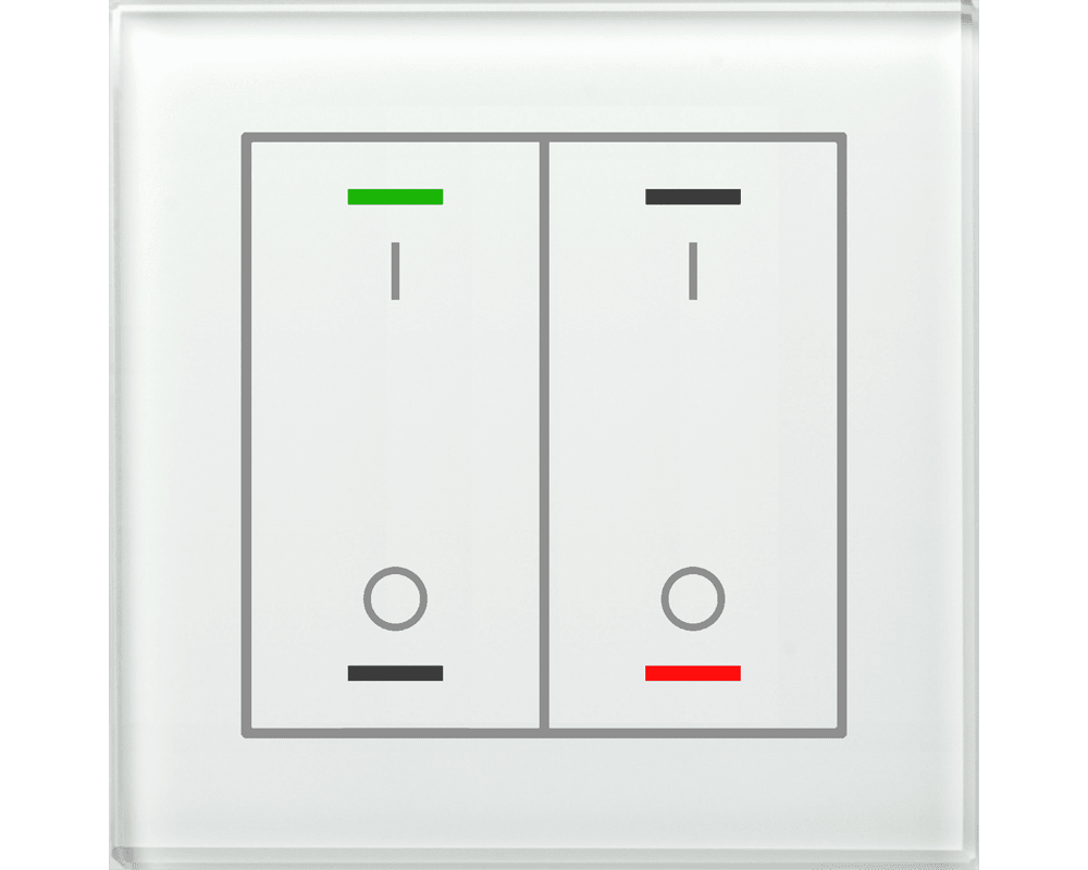 MDT - Tastiera KNX  Light vetro 2 tasti + T°, bianco, serigrafia on/off