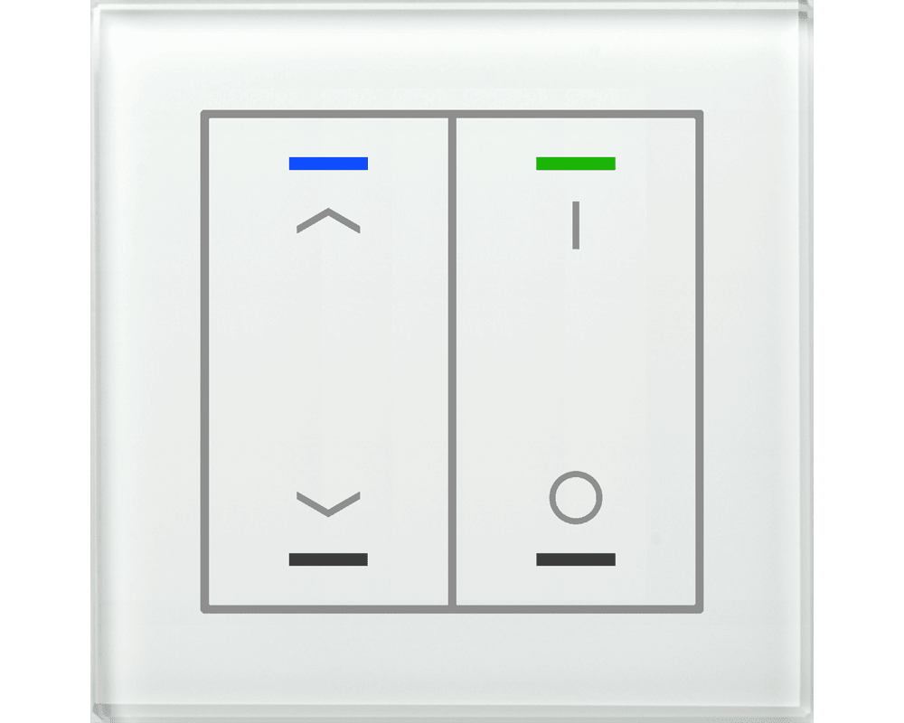 MDT - Tastiera KNX  Light vetro 2 tasti + T°, bianco, serigrafia combinata