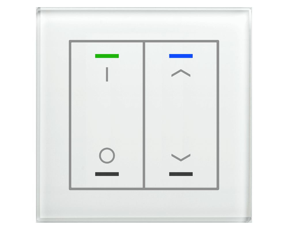 MDT - Tastiera KNX Light vetro 2 tasti + T°, bianco, serigrafia combinata