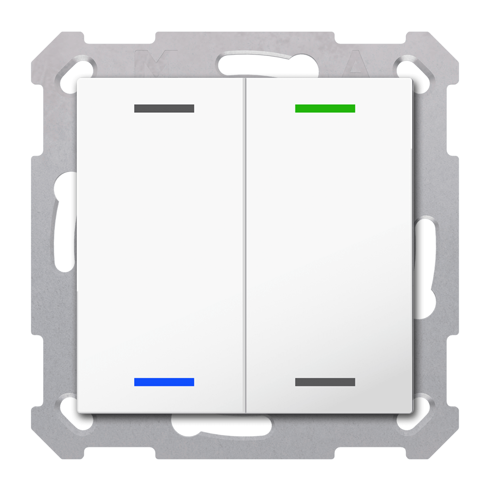 MDT - Tastiera KNX  Light 55, 2 tasti + T°, bianco lucido