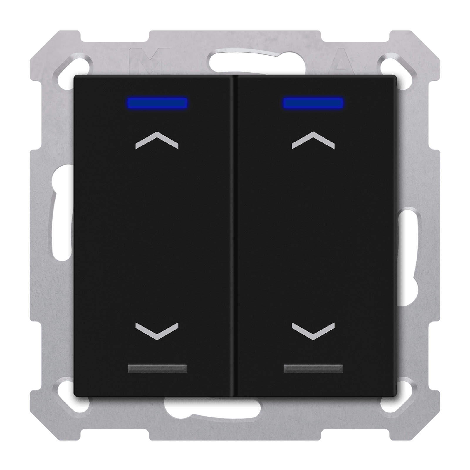 MDT - Tastiera KNX  Light 55, 2 tasti + T°, nero opaco, tapparella