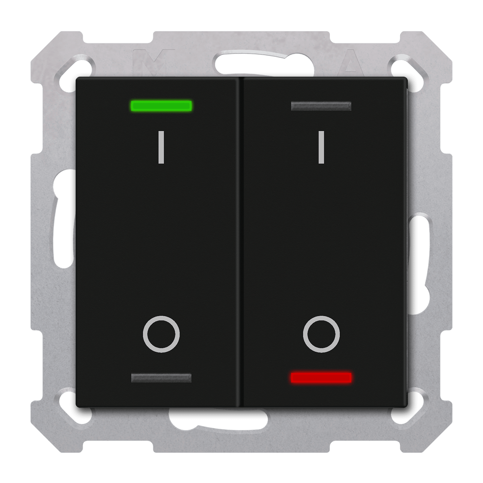 MDT - Tastiera KNX  Light 55, 2 tasti + T°, nero opaco, on/off
