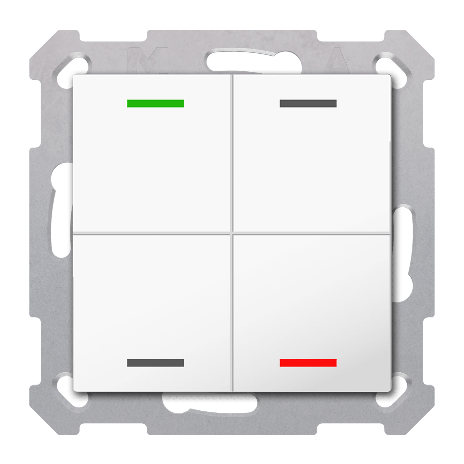 MDT - Tastiera KNX  Light 55, 4 tasti + T°, bianco lucido