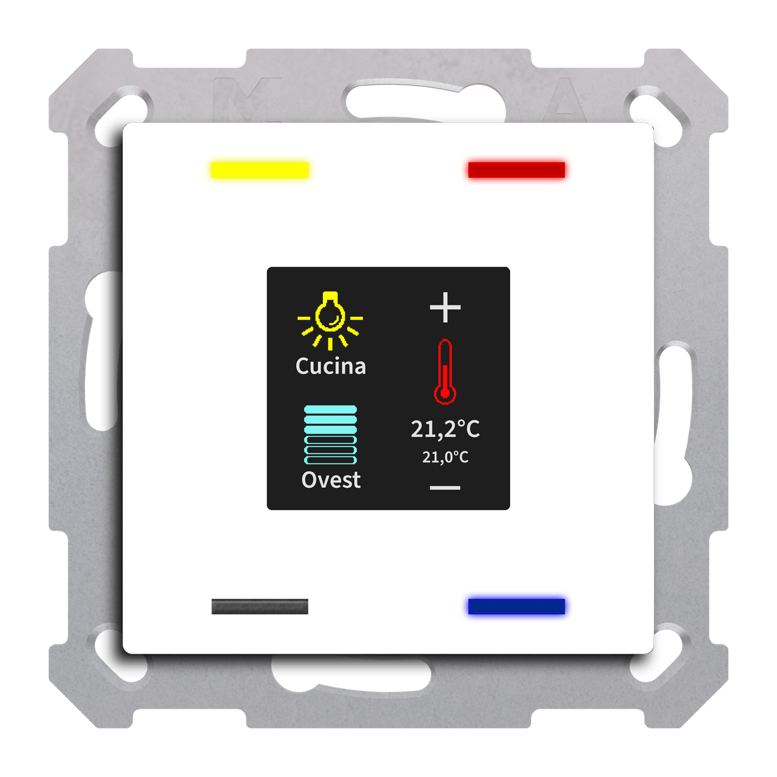 MDT - Tastiera KNX Smart 55, 4 funzioni display + T°, bianco lucido