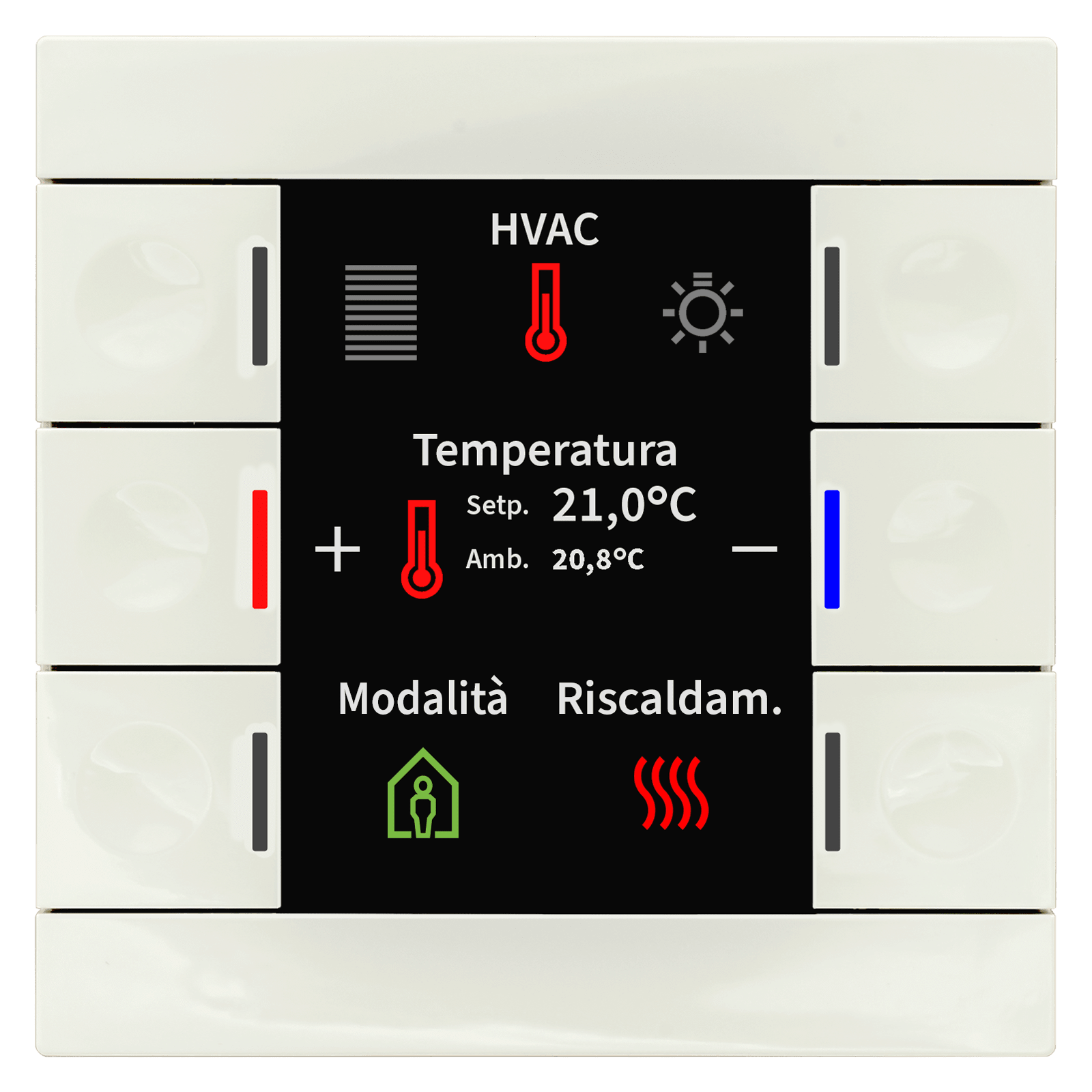 MDT - Tastiera KNX Smart 86, 6 tasti, display + T°, bianco lucido