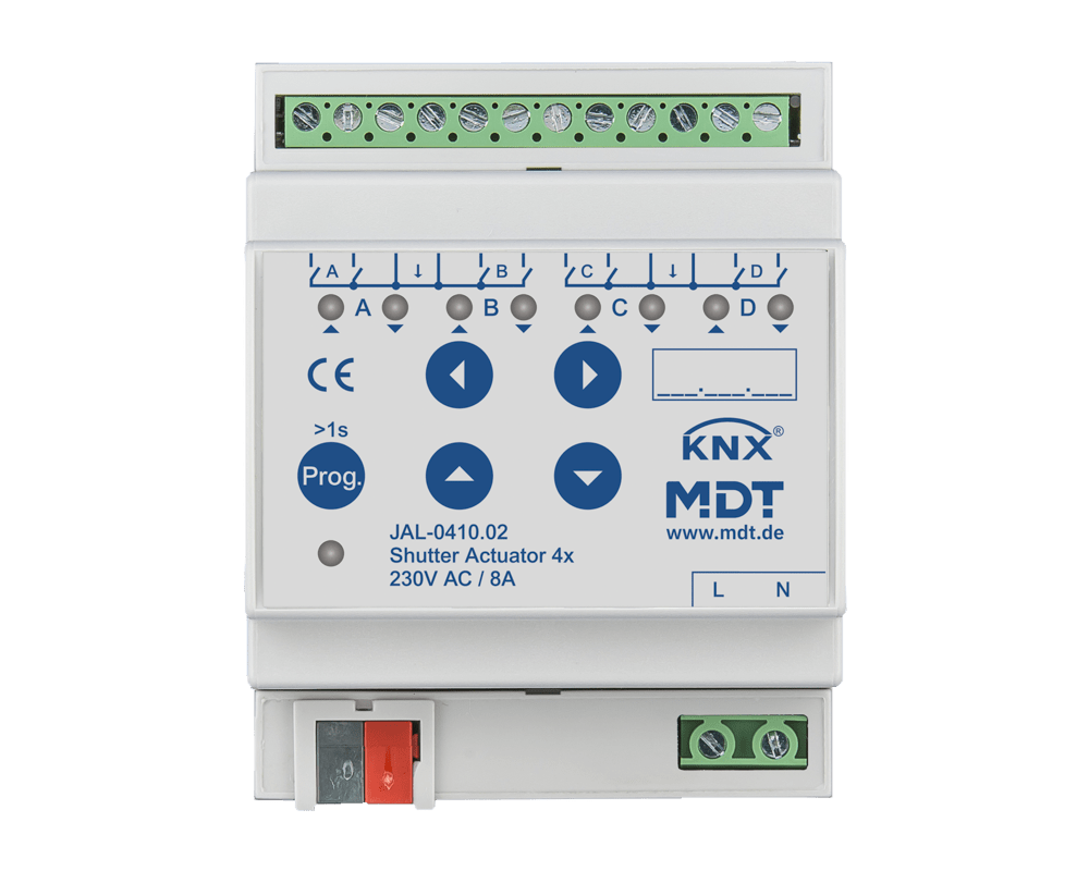 MDT - Attuatore veneziane KNX , 4 canali, 10A, 230V
