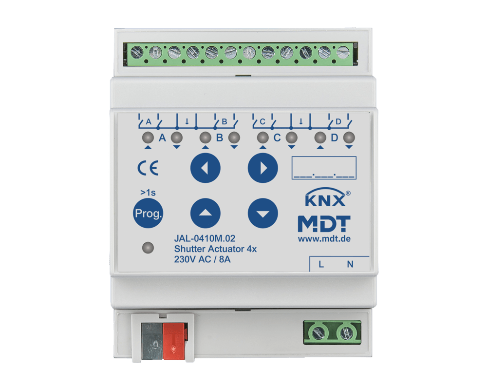 MDT - Attuatore veneziane KNX misurazione posizione, 4 canali, 10A, 230V