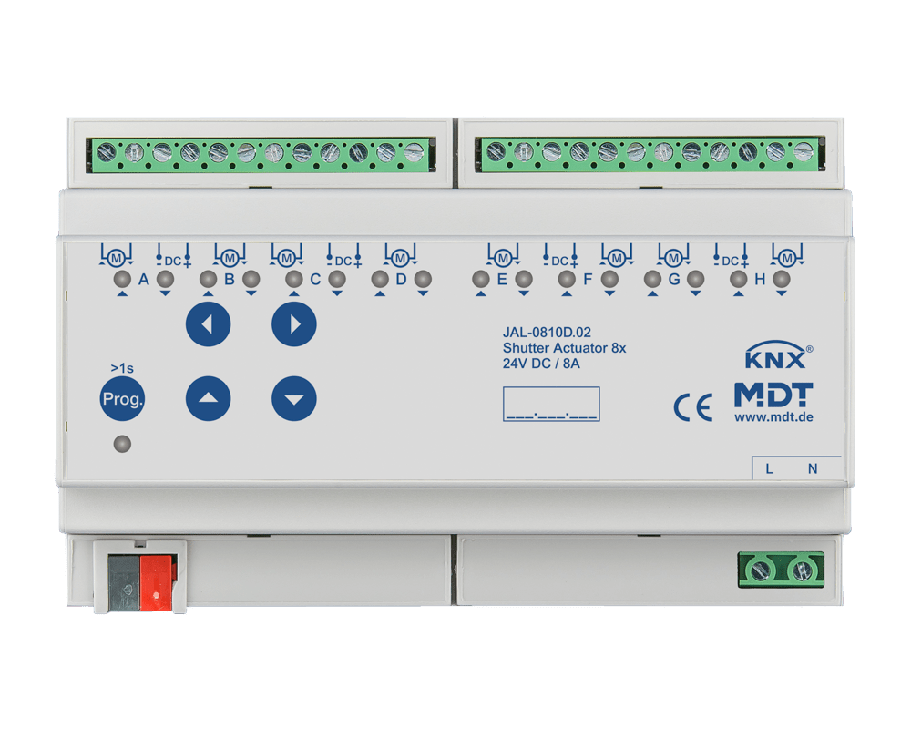 MDT - Attuatore veneziane KNX , 8 canali, 8A, 24V DC