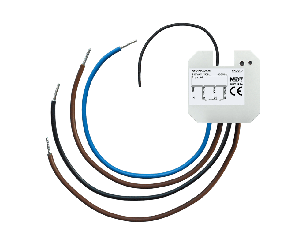 MDT - Attuatore 2 canali, RF KNX, 16A, 230V, incasso