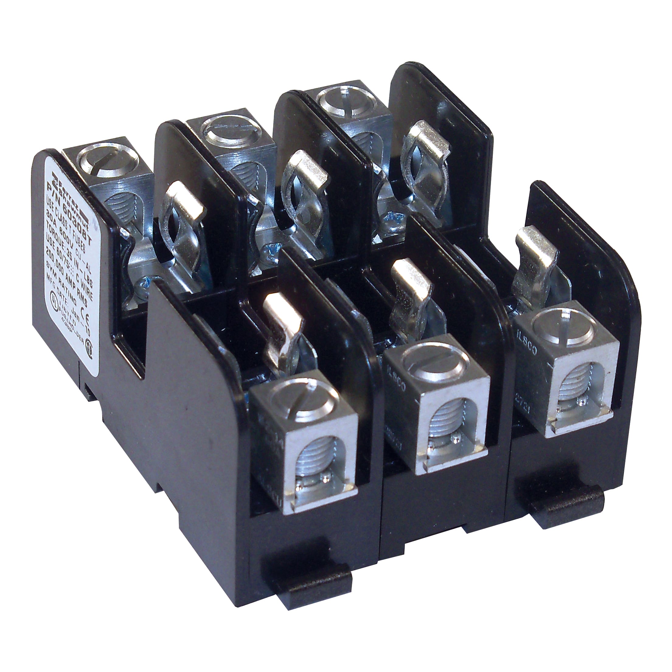 MERSEN - Blocco fusibili 600VAC/DC Classe T 30A 3P Box con staffa di serraggio rinforzata