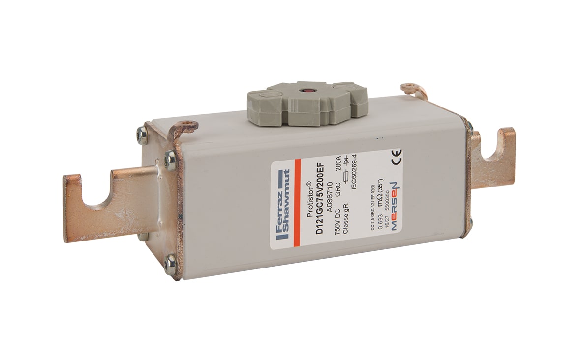 MERSEN - Fusibile ad alta velocità 121 gR 750VDC CEI 200A Percusorre Coltelli Scanalature