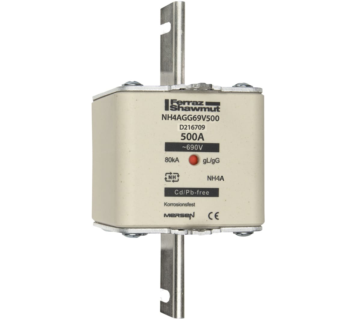 MERSEN - Fusibile NH4 gG 690VAC 500A Placche Attive Indicatore Centrale