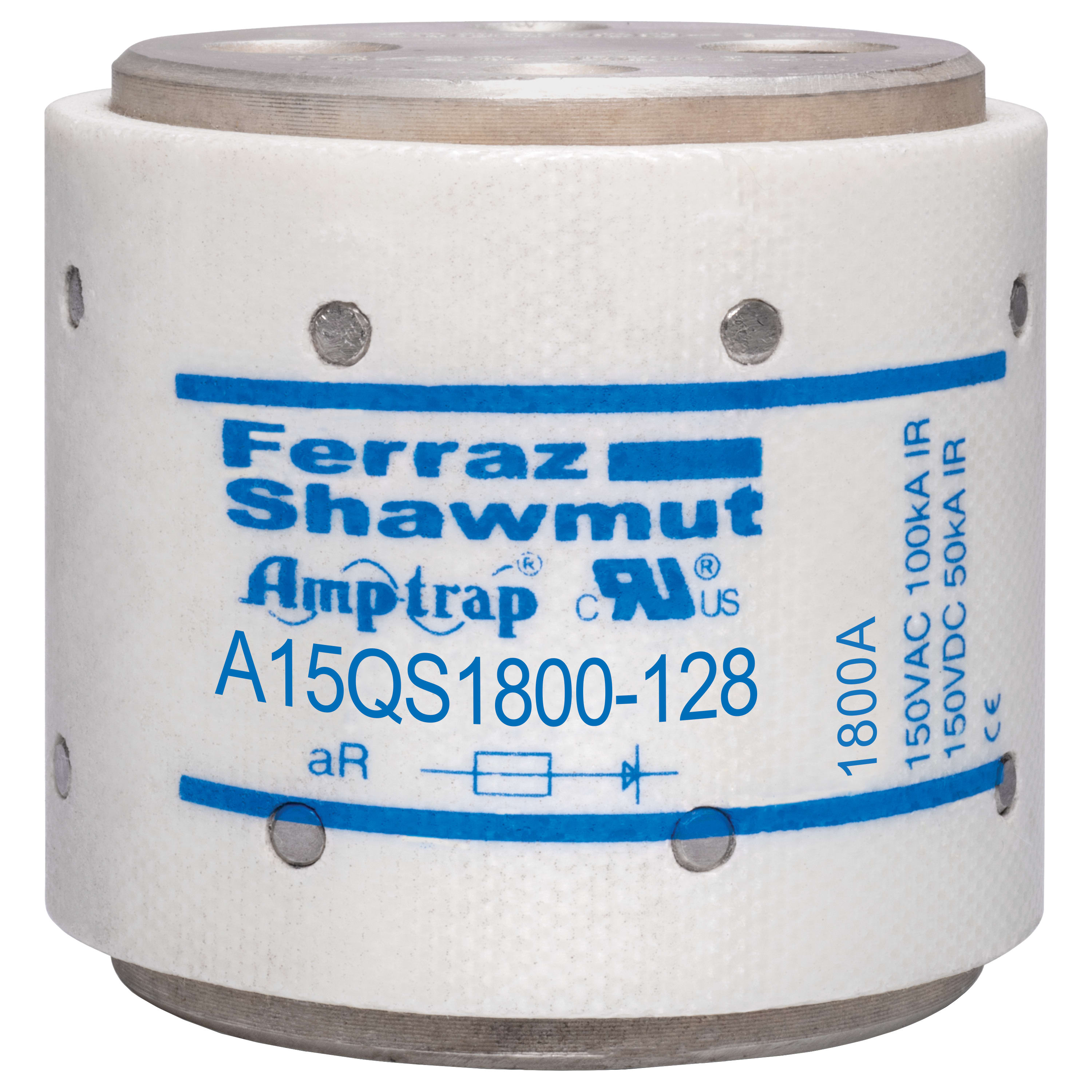 MERSEN - Fusibile ad alta velocità A15QS 150VAC 150VDC 1800A Hockey Puck, imbullonato