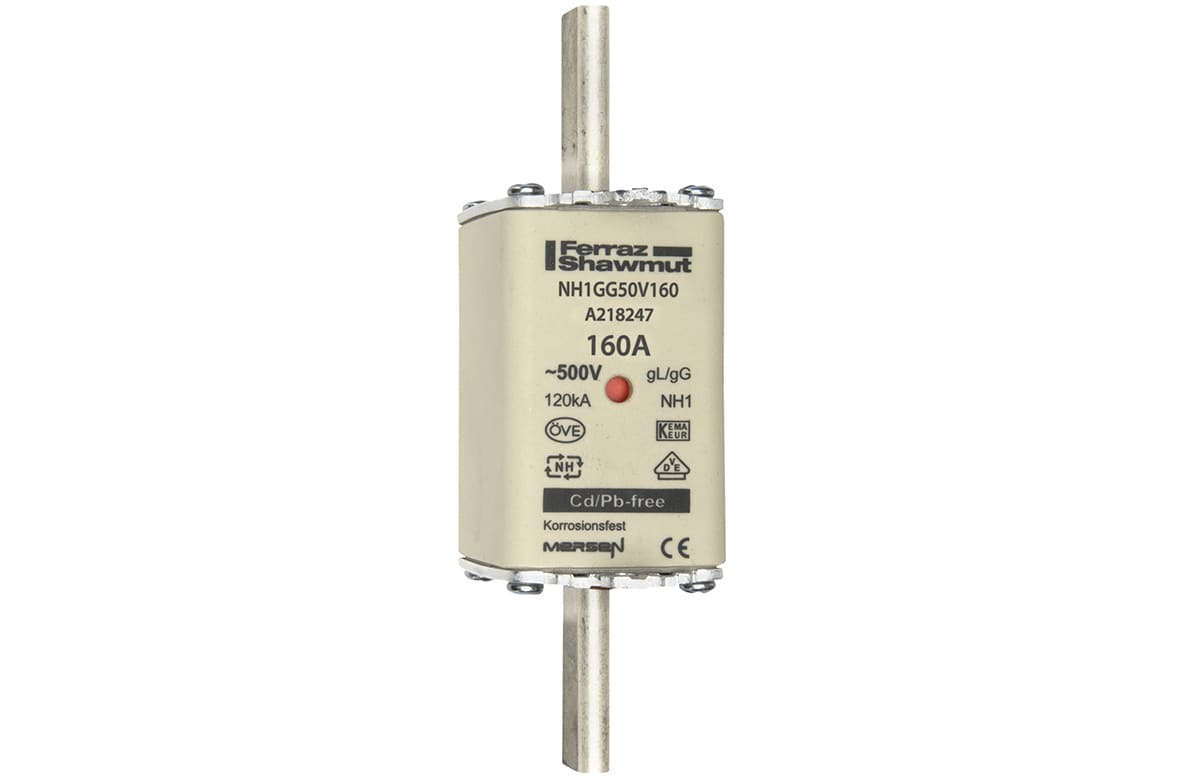 MERSEN - Fusibile NH1 gG 500VAC 160A Placche Attive Doppio Indicatore