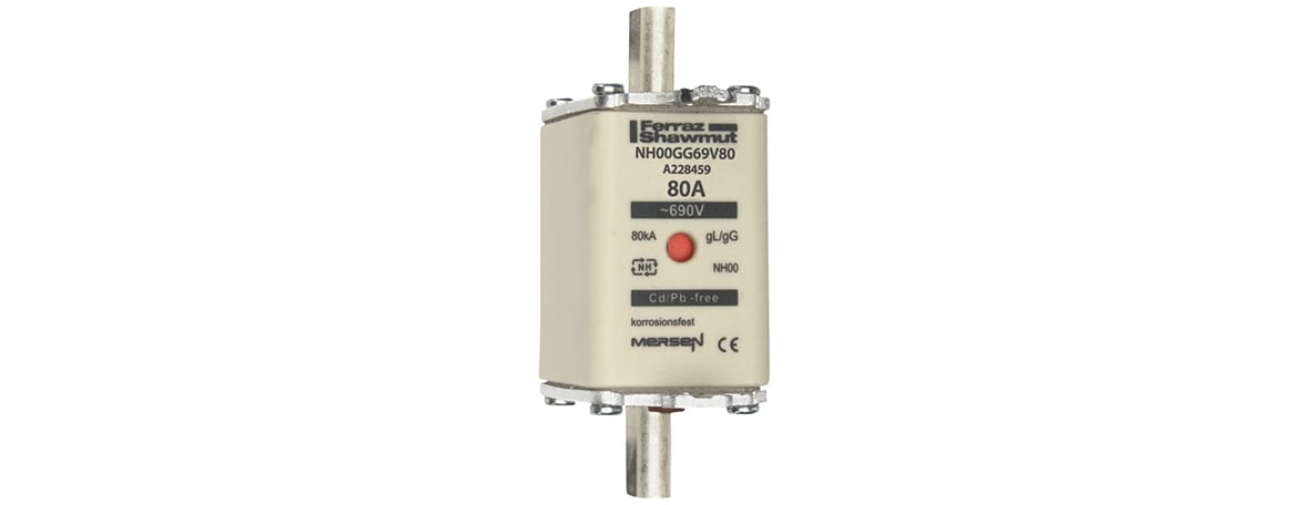 MERSEN - Fusibile NH00 gG 690VAC 80A Placche Attive Doppio Indicatore