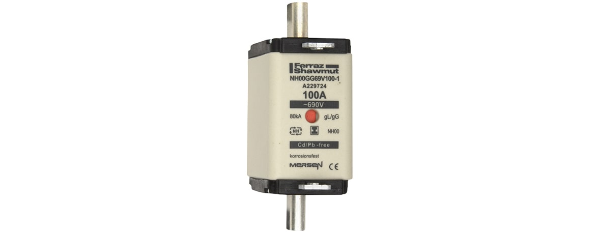 MERSEN - Fusibile NH00 gG 690VAC 100A Placche Isolate Doppio Indicatore