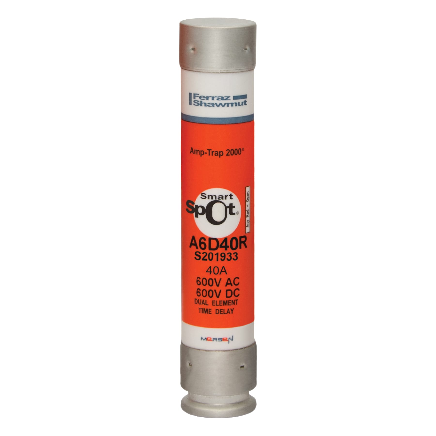 MERSEN - Fusibile A6D-R - Class RK1 - Time-Delay 600VAC 600VDC 40A Cilindrico SmartSpot®