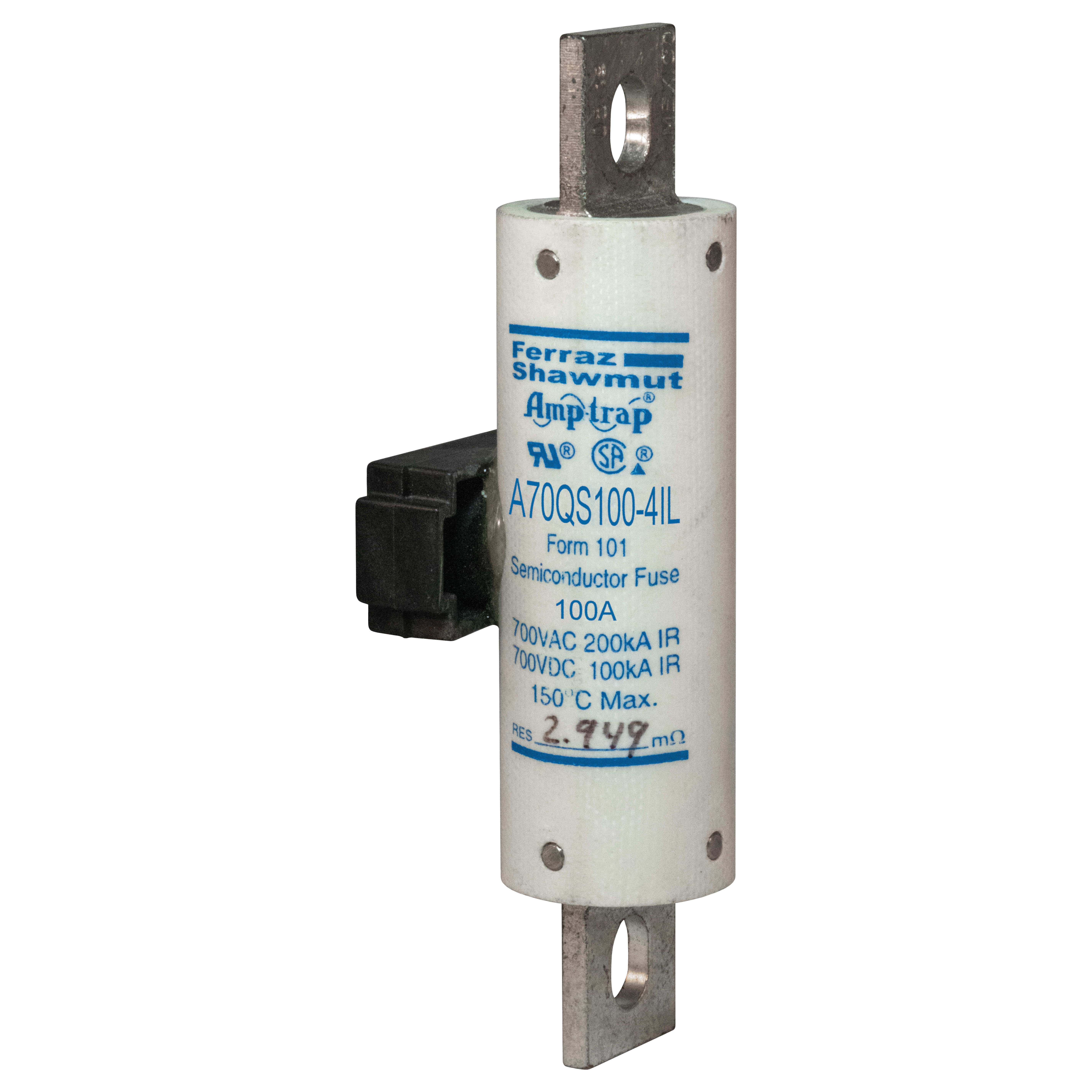 MERSEN - Fusibile ad alta velocità A70QS 700VAC 700VDC 100A Imbullonato Coltello Ind. IL
