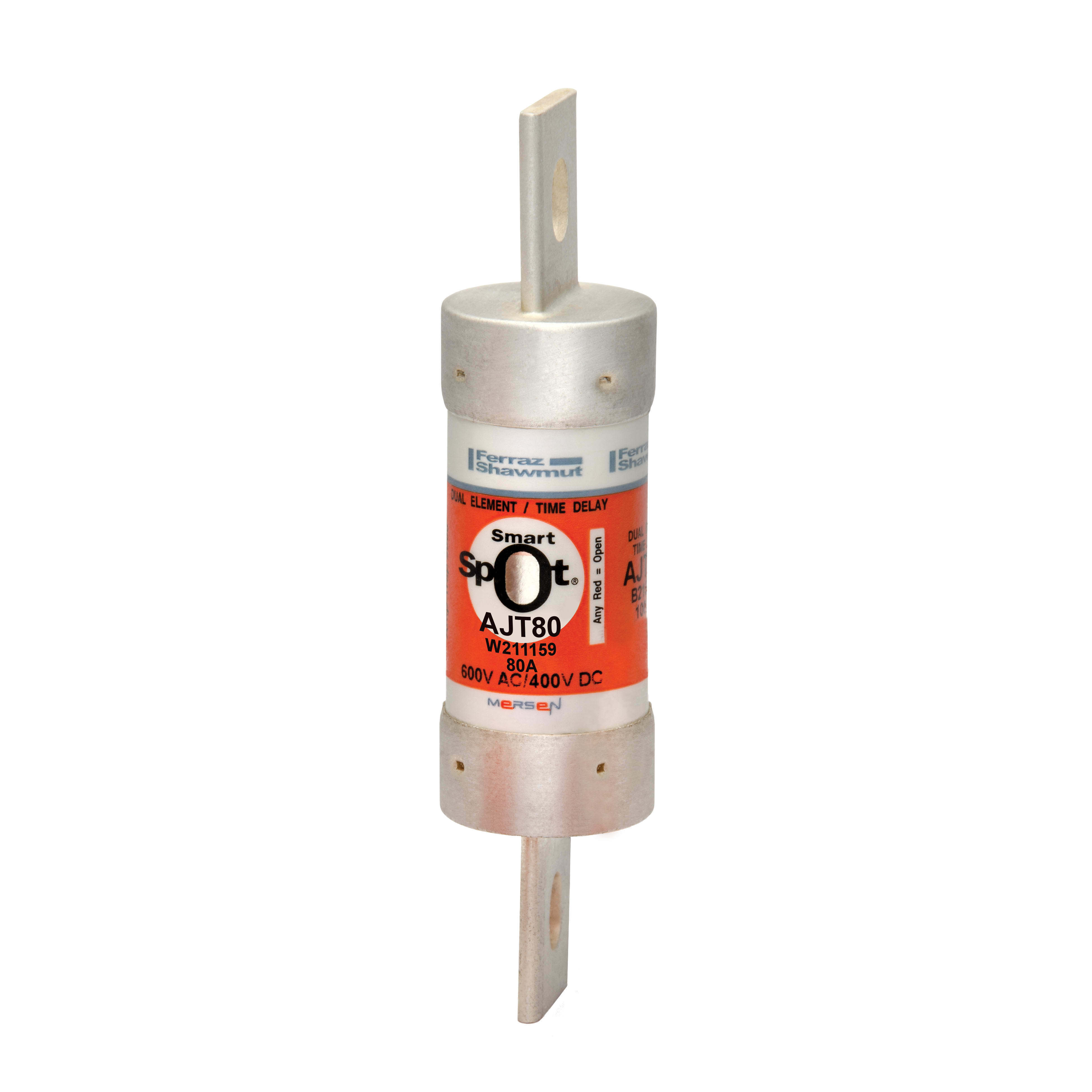 MERSEN - Fusibile AJT - Classe J - Ritardati 600VAC 400VDC 80A Coltello SmartSpot®