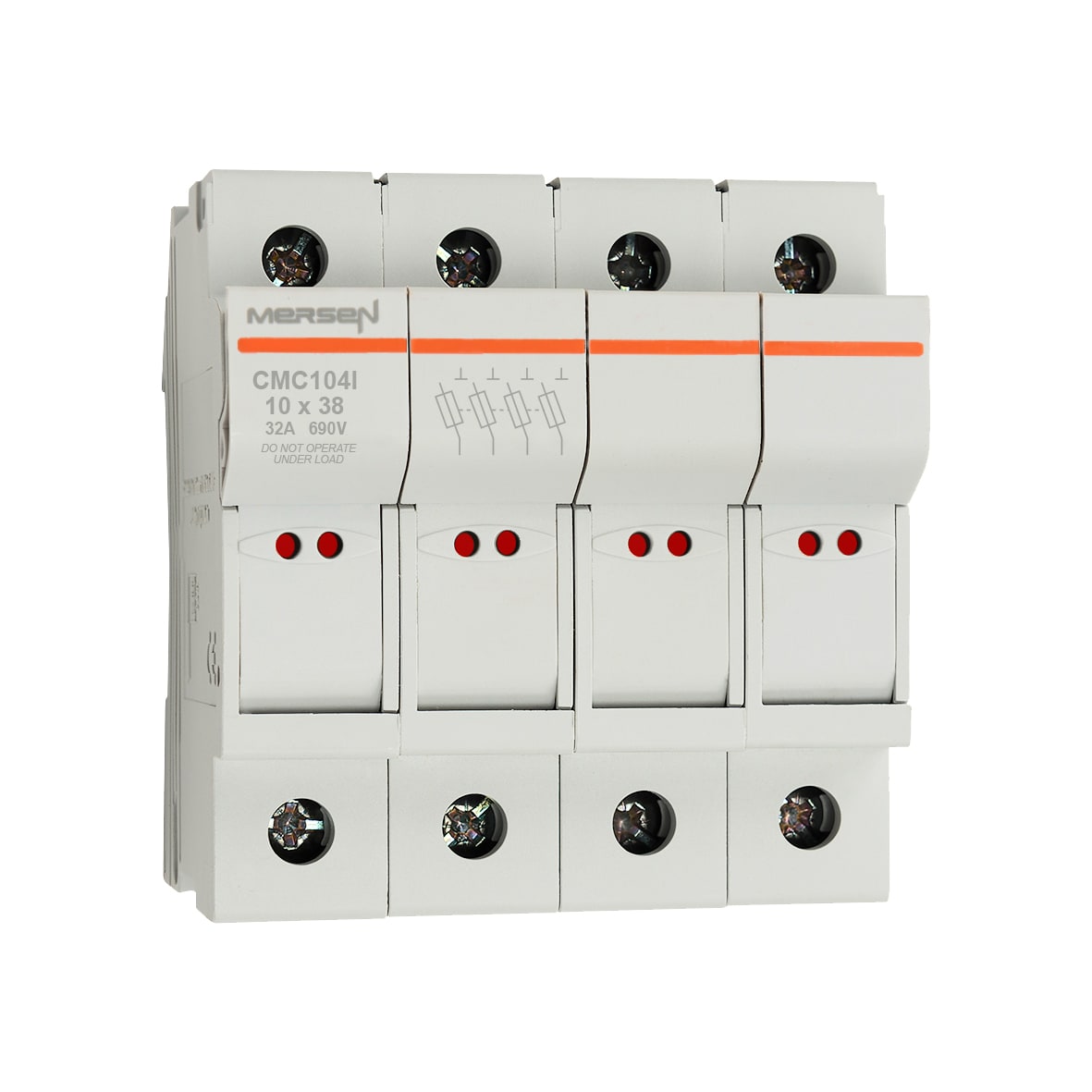 MERSEN - Portafusibili 10x38 CEI 690VAC 690VDC 4 poli IP20 Indicatore visivo