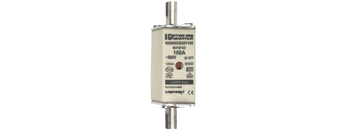 MERSEN - Fusibile NH000 gG 500VAC 100A Placche Attive Doppio Indicatore