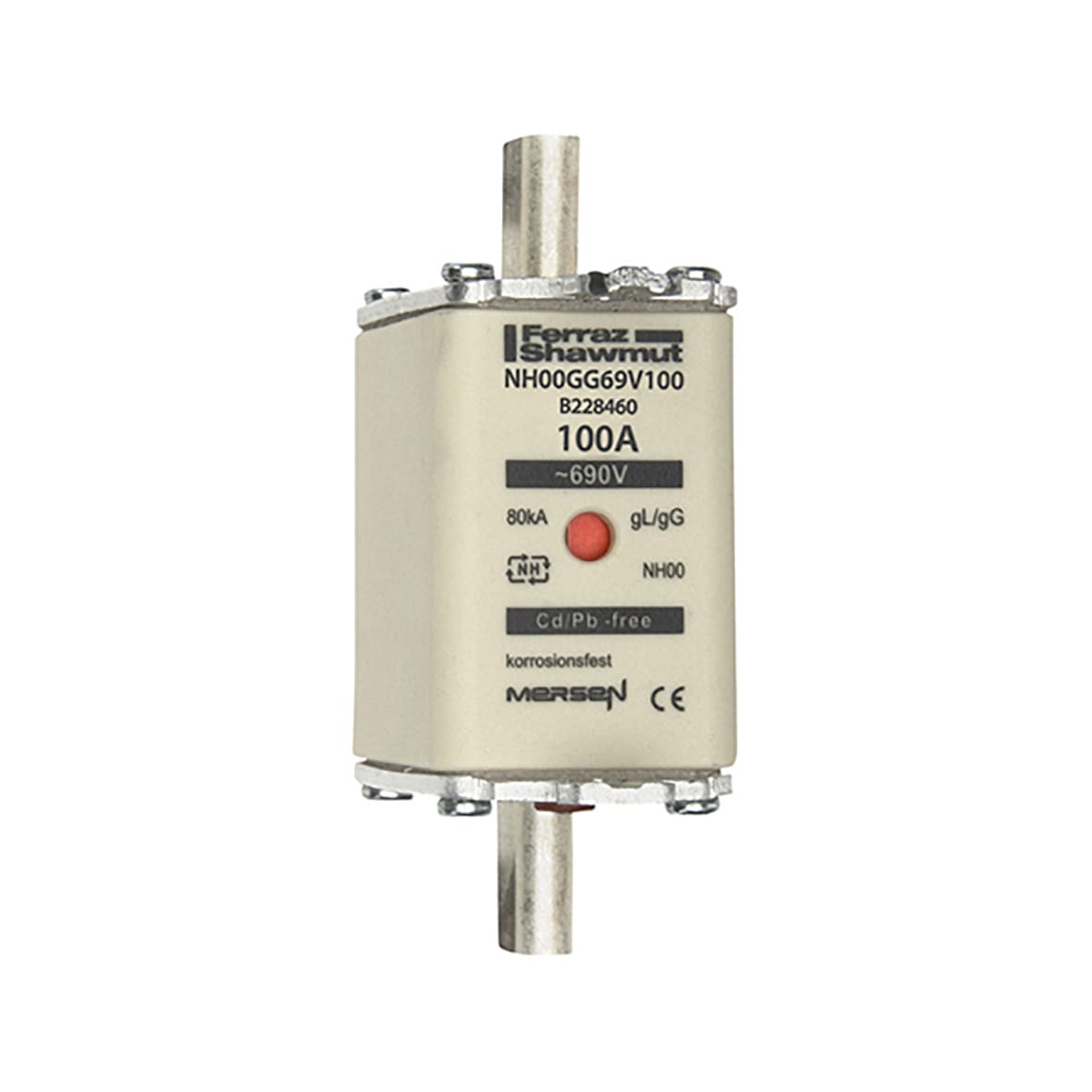 MERSEN - Fusibile NH00 gG 690VAC 100A Placche Attive Doppio Indicatore