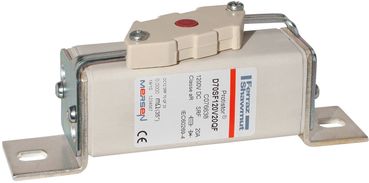 MERSEN - Fusibile ad alta velocità 70 aR 1200VDC CEI 20A Percussore Staffe L