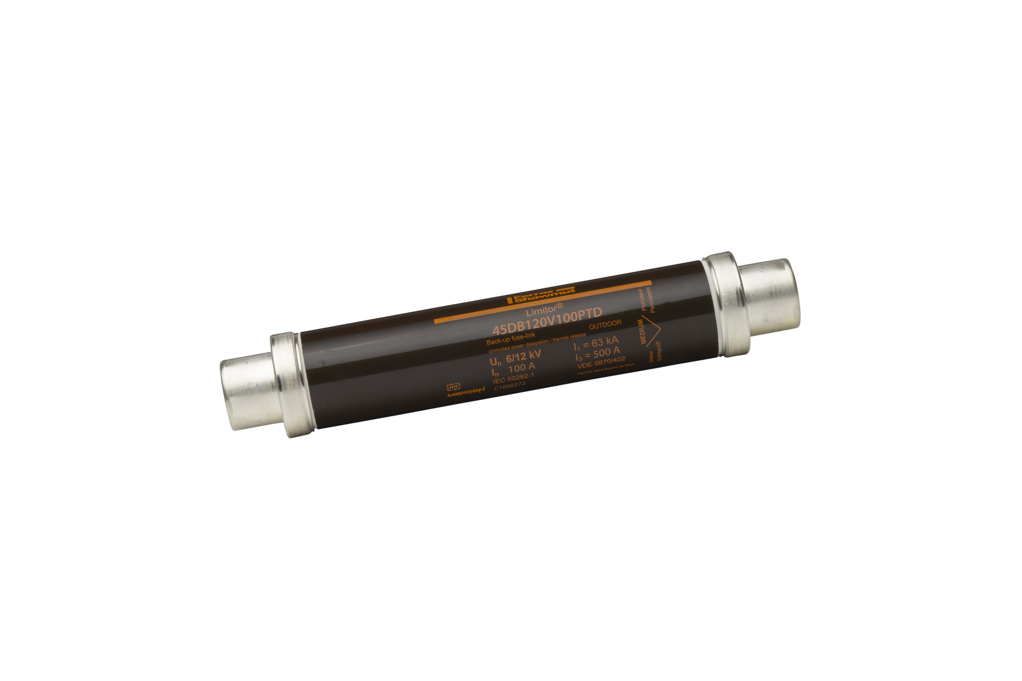 MERSEN - Fusibile di backup HV DIN VDE T402 12kVAC 100A d65mm, L292mm Percussore 80N