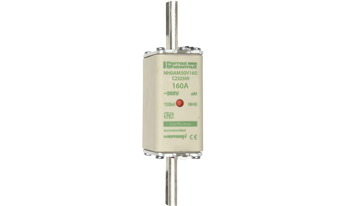 MERSEN - Fusibile NH0 aM 500VAC 160A Placche Attive Doppio Indicatore