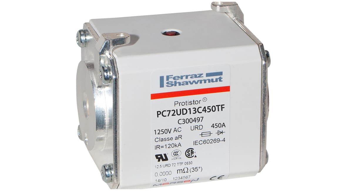 MERSEN - Fusibile ad alta velocità 72 aR 1250VAC 450A Percussore Cont.Fil.Metrica