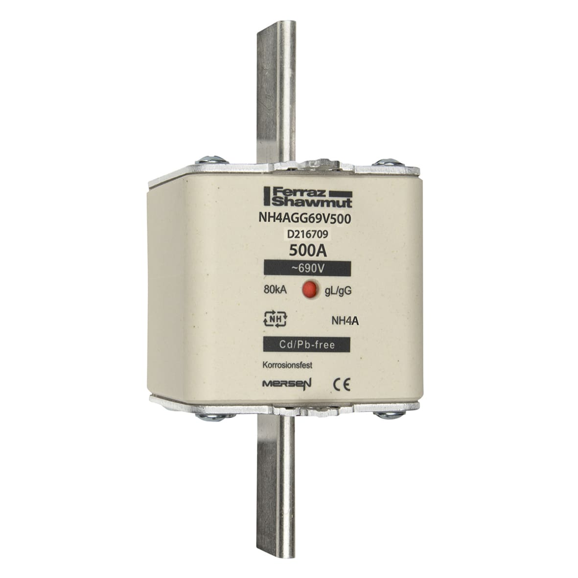 MERSEN - Fusibile NH4a gG 690VAC 500A Placche Attive Indicatore Centrale