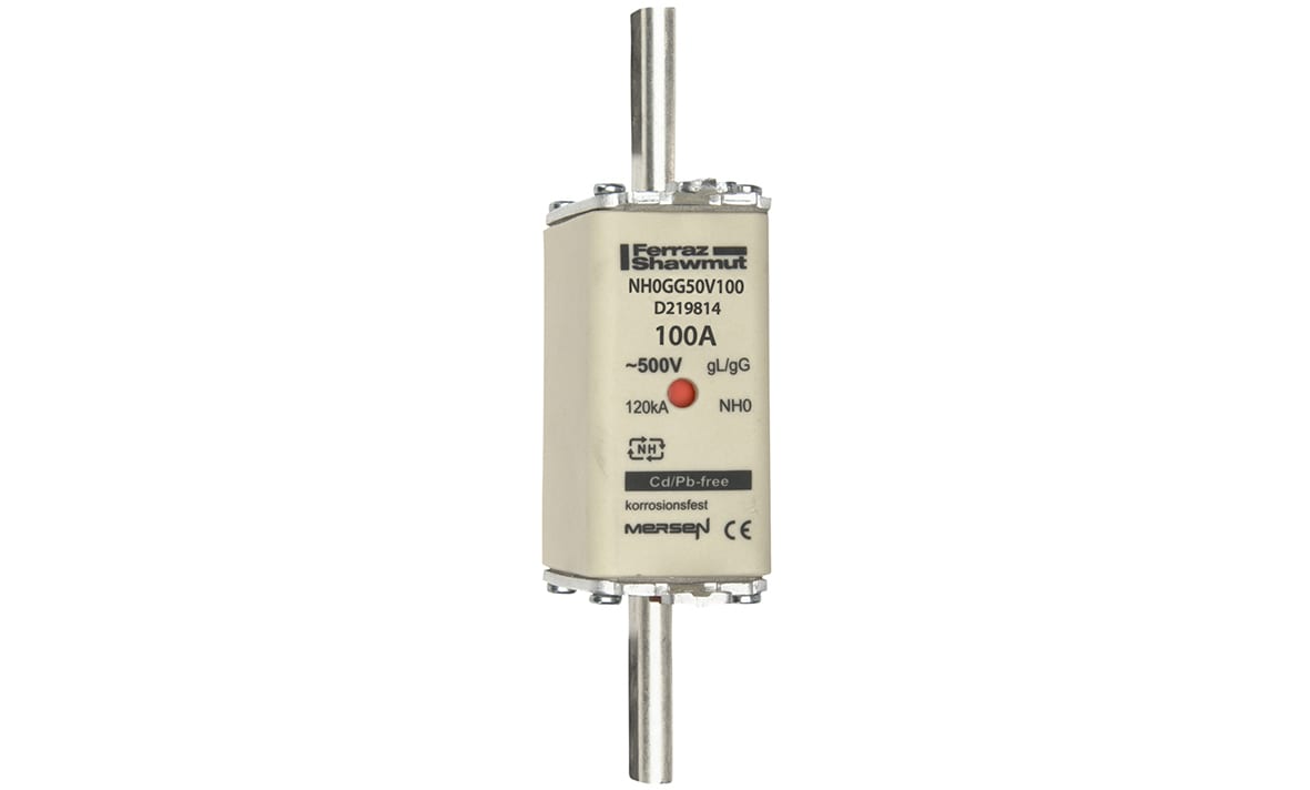 MERSEN - Fusibile NH0 gG 500VAC 100A Placche Attive Doppio Indicatore