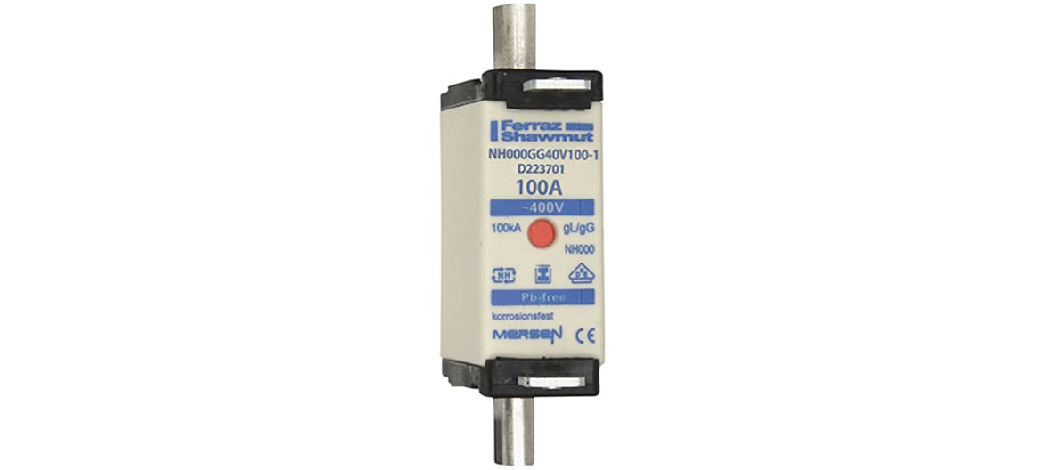 MERSEN - Fusibile NH000 gG 400VAC 100A Placche Isolate Doppio Indicatore