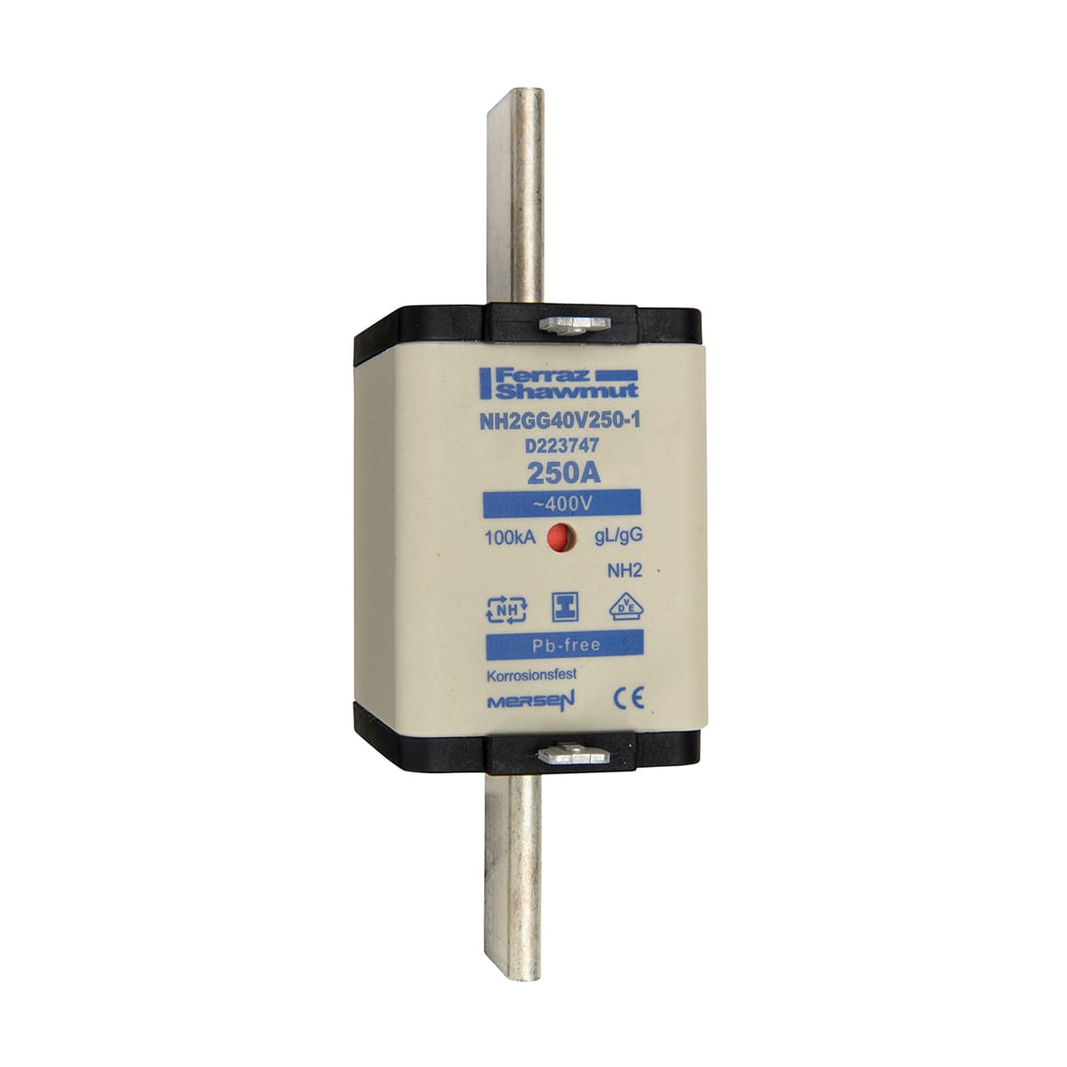 MERSEN - Fusibile NH2 gG 400VAC 250A Placche Isolate Doppio Indicatore