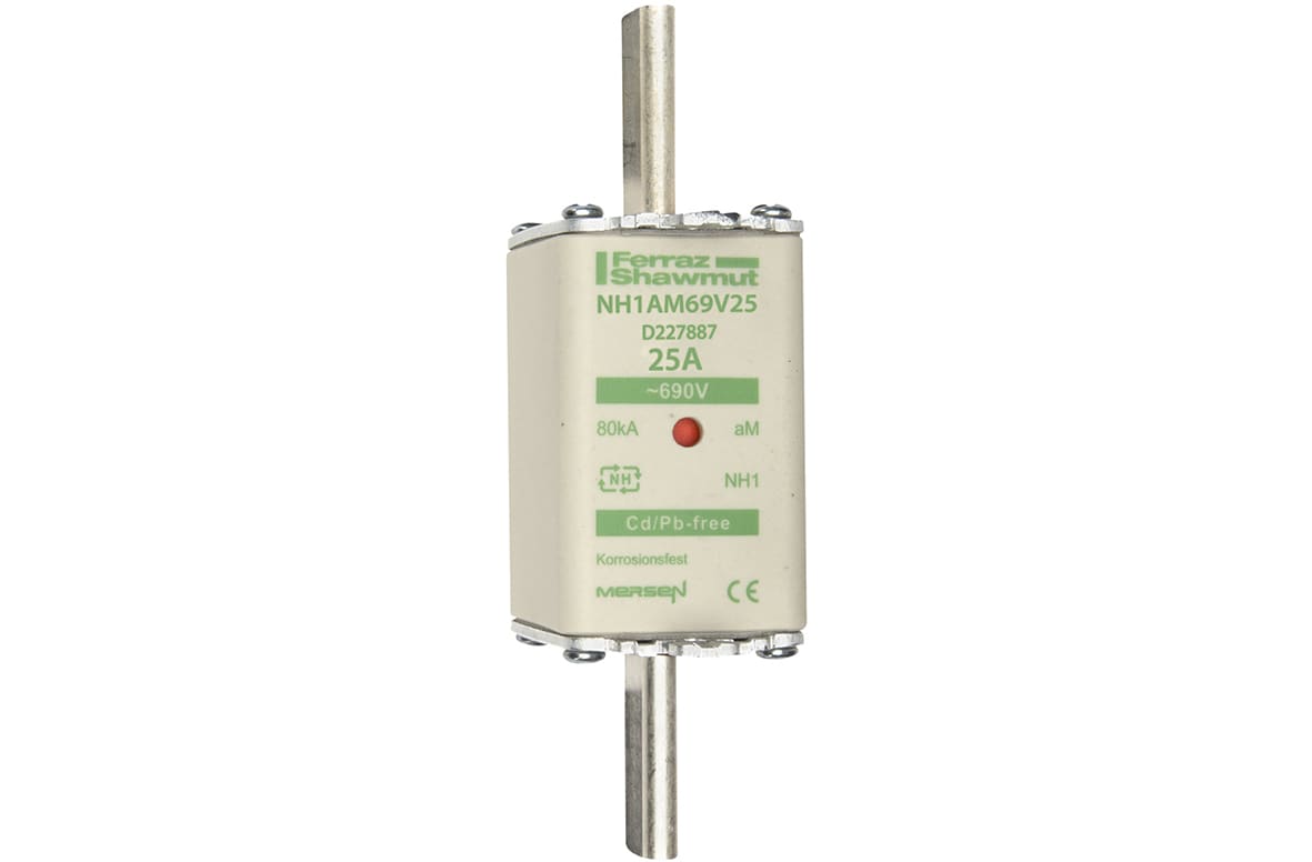 MERSEN - Fusibile NH1 aM 690VAC 25A Placche Attive Doppio Indicatore