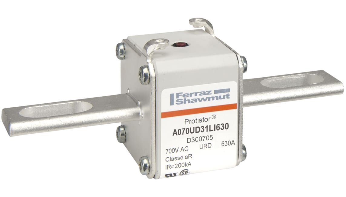 MERSEN - Fusibile ad alta velocità 31 aR 690VAC 630A Percussore Coltelli Scanalati Lunghi