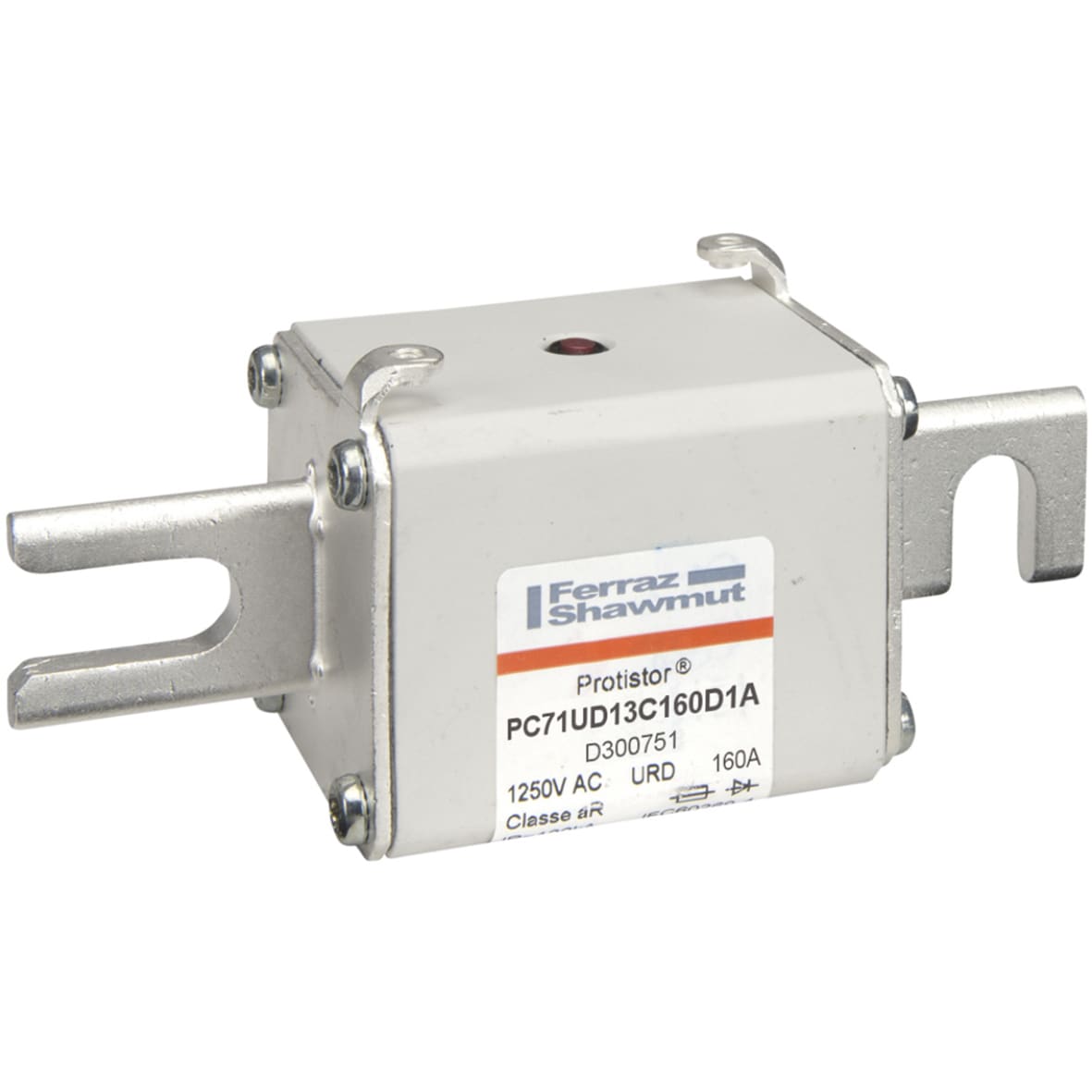 MERSEN - Fusibile ad alta velocità 71 aR 1250VAC 160A Percussore Coltelli DIN 110