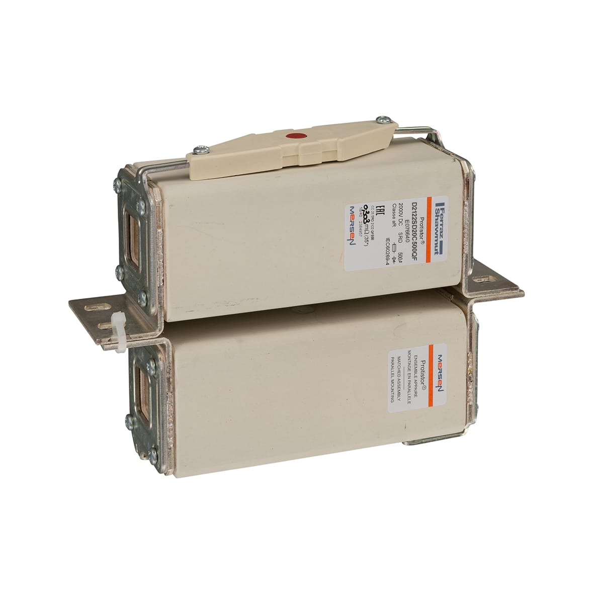 MERSEN - Fusibile ad alta velocità 2x122 aR 2000VDC CEI 500A Percussore Staffe L