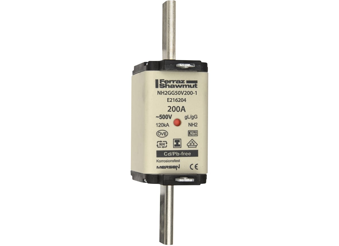 MERSEN - Fusibile NH2 gG 500VAC 200A Placche Isolate Doppio Indicatore