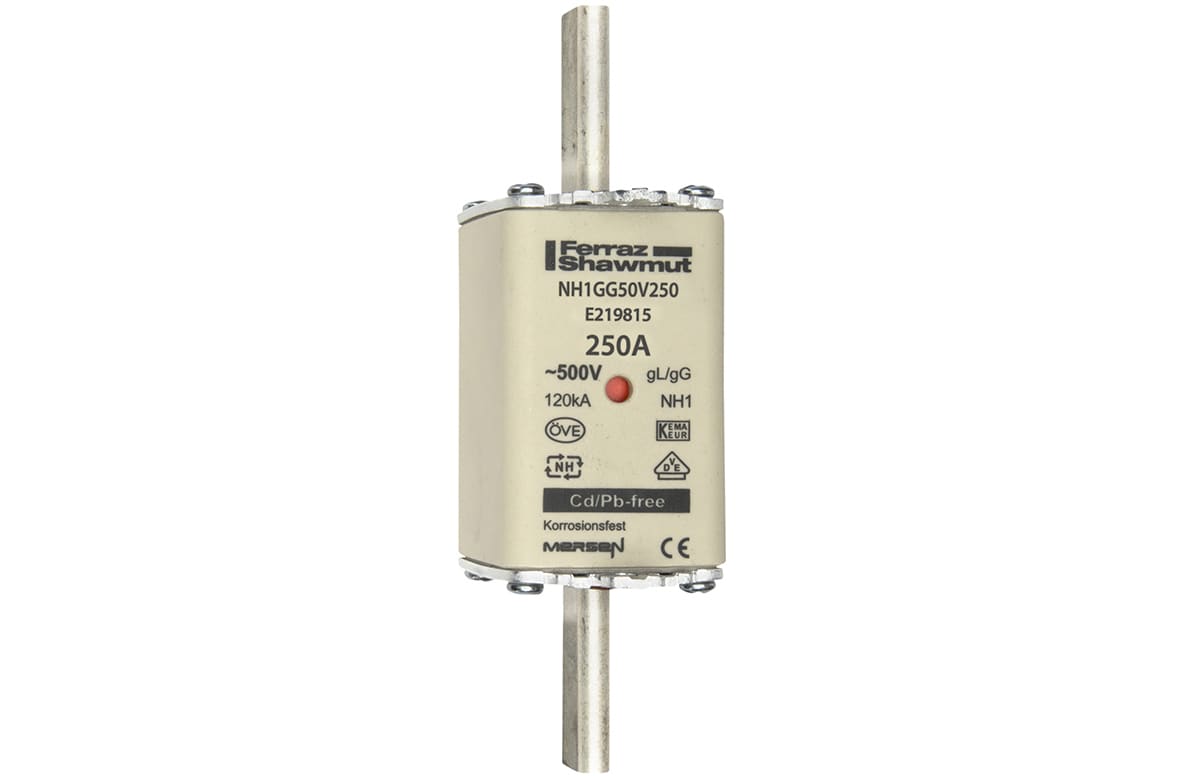 MERSEN - Fusibile NH1 gG 500VAC 250A Placche Attive Doppio Indicatore