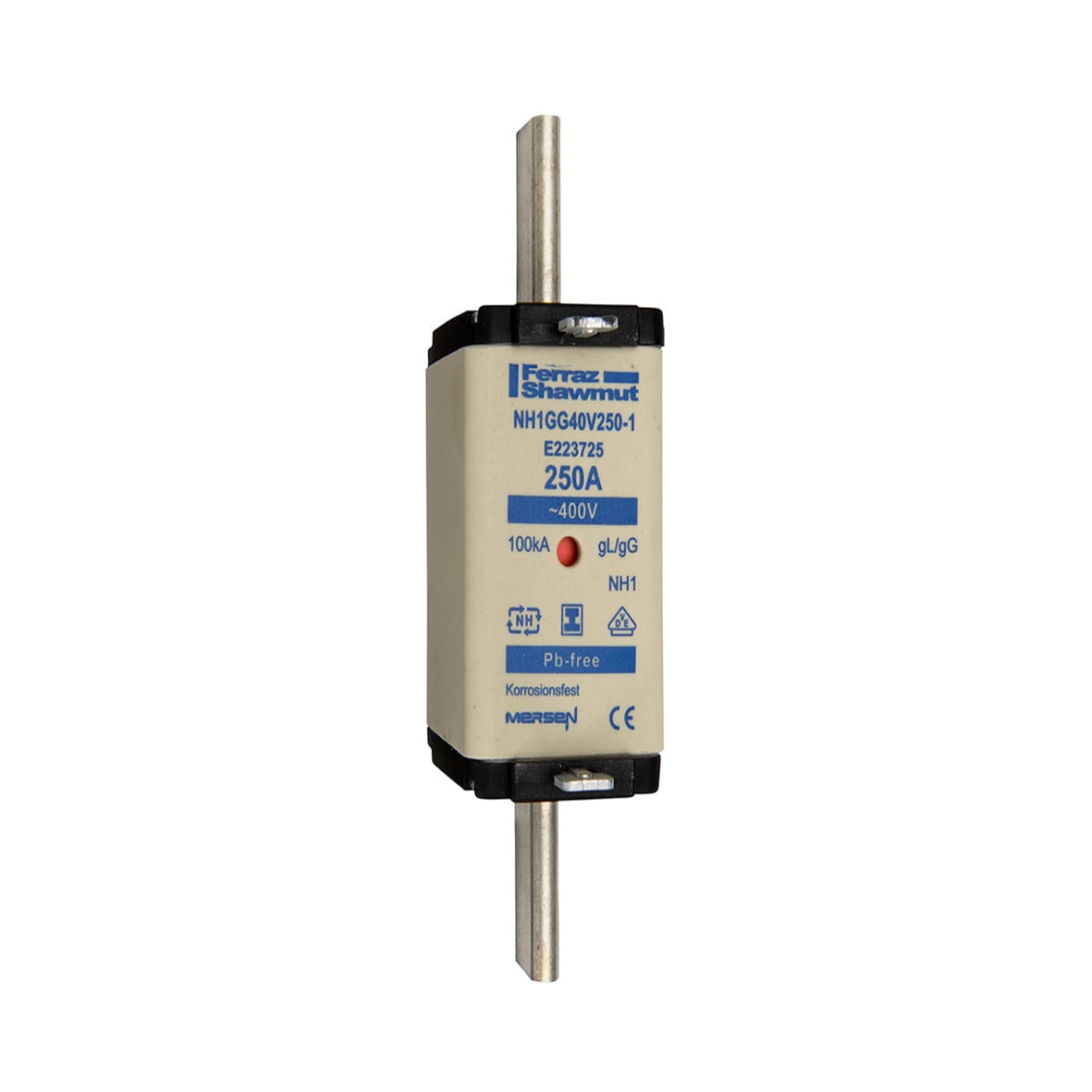 MERSEN - Fusibile NH1 gG 400VAC 250A Placche Isolate Doppio Indicatore