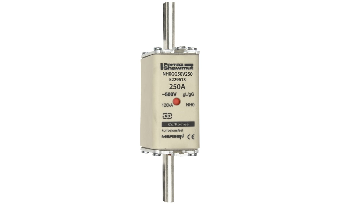 MERSEN - Fusibile NH0 gG 500VAC 250A Placche Attive Doppio Indicatore
