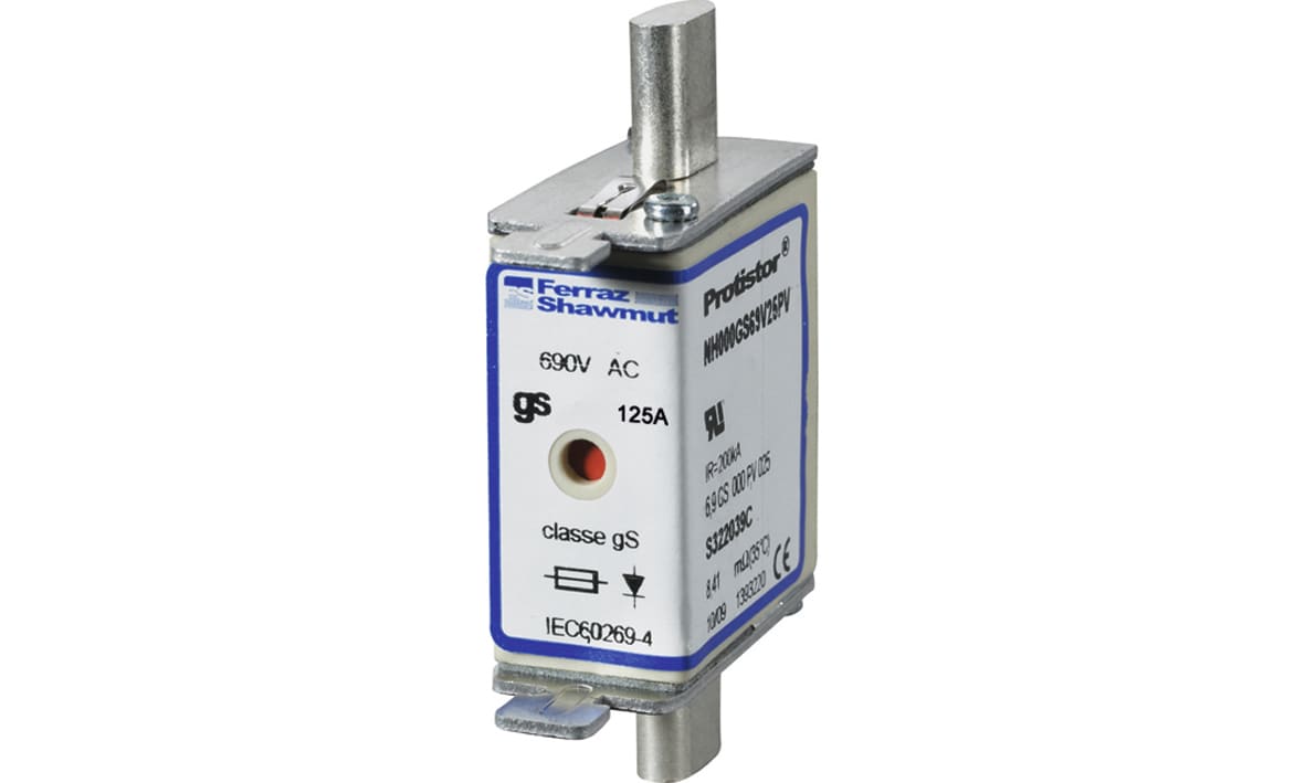 MERSEN - Fusibile ad alta velocità NH 00 gS 690VAC CEI 700VAC UL 125A Doppio indicatore