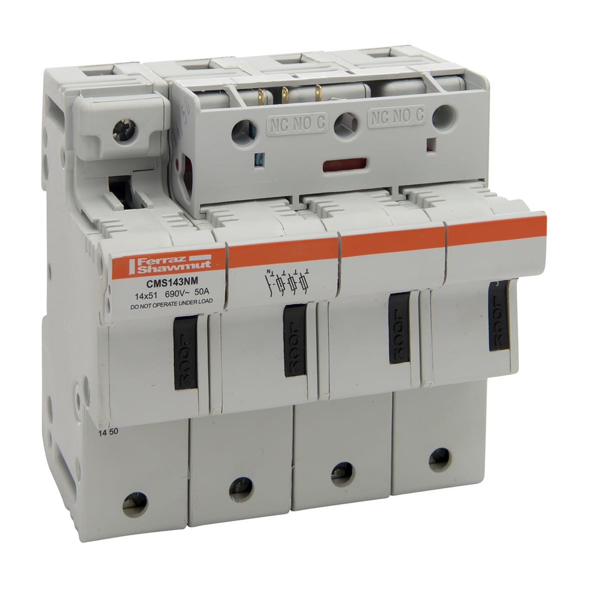 MERSEN - Portafusibili 14x51 CEI 690VAC 690VDC 3 poli+N Microcontatto IP20