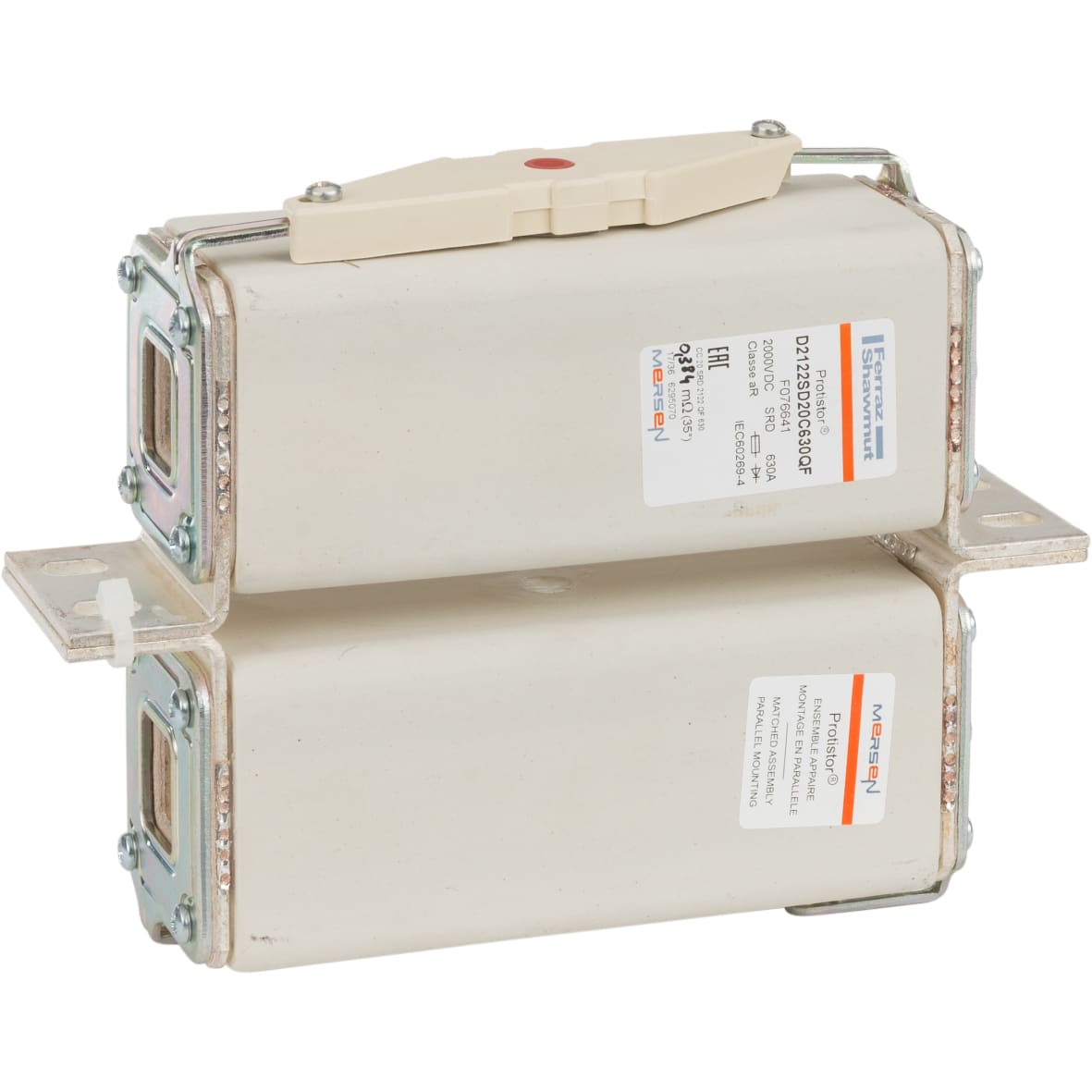 MERSEN - Fusibile ad alta velocità 2x122 aR 2000VDC CEI 630A Percussore Staffe L
