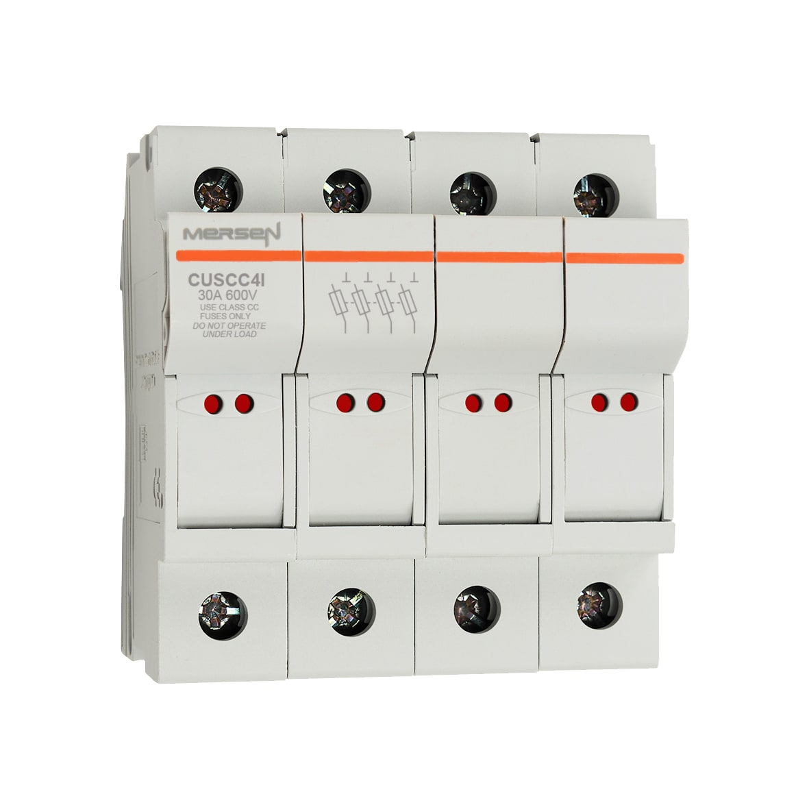 MERSEN - Portafusibili 600VAC 600VDC Classe CC 4 poli Indicatore visivo