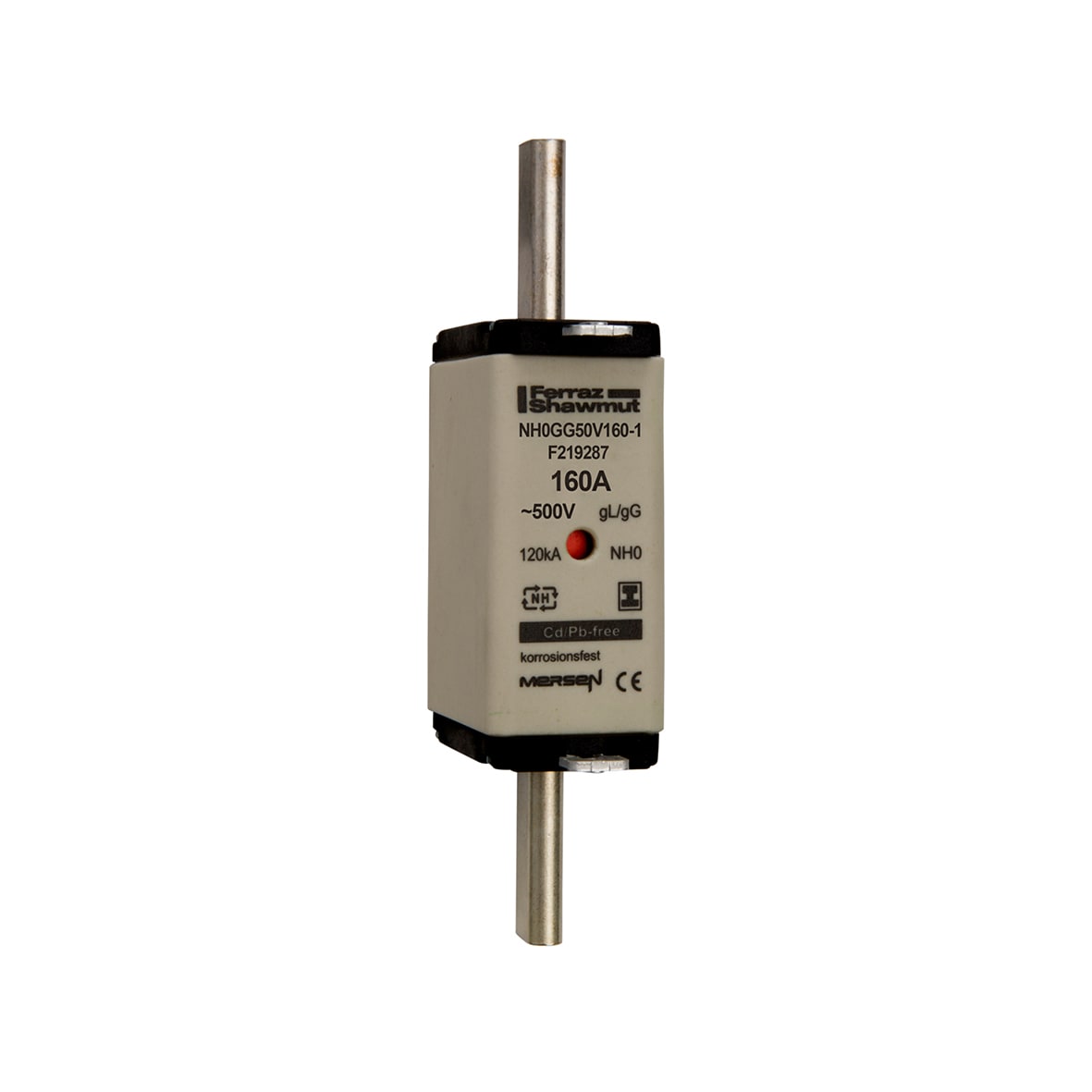 MERSEN - Fusibile NH0 gG 500VAC 160A Placche Isolate Doppio Indicatore